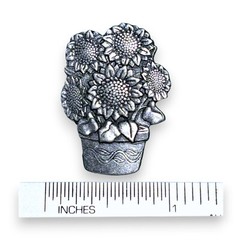 Birds and Blooms Sunflowers Pot Brooch 2006 Signed Limited Edition VTG Pin