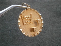 Large Good Luck Dice Vintage Chunky Goldtone Bracelet Charm Pendant 9.4g