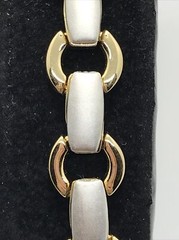 Vintage 2 Tone Matte SIlver & Gold Designer Look Bracelet sz 6.75″
