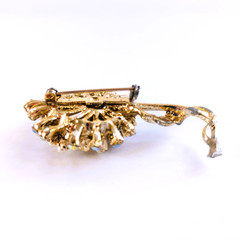 Vintage Mid-Century Aurora Borealis Rhinestone & Faux Pearl Flower Brooch