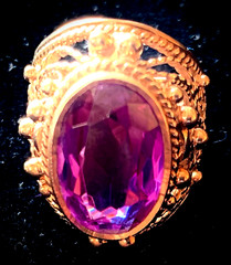 14K 583 Gold Ring Gemstone Vintage Made in Former USSR Size 16.5, Weight 12 g.