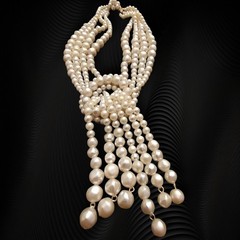 Frank Hess Inspired Matte-Shine Wired Tiered Glass Pearl Cascade Necklace Japan