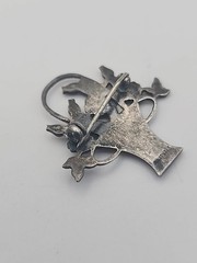 Sterling Silver Marcasite Art Deco Flower Basket Roses Vintage Brooch READ Gift