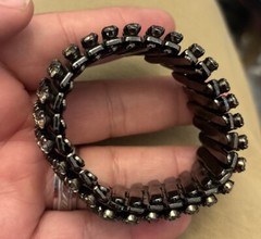 Vintage Black Tone Gray Tone Rhinestone Bracelet Expandable