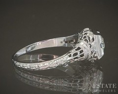 Antique 14k White Gold OEC Natural .28ct Diamond Filigree Solitaire Ring p19370