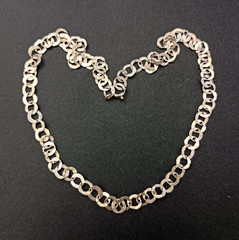 Sterling Silver Chain Necklace Handmade Flatt Hammered Rolo Unique Collar VTG