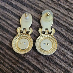 Jaguar Silver & Gold Tone Hinged Clip On Door Knocker Fashion Costume Earrings