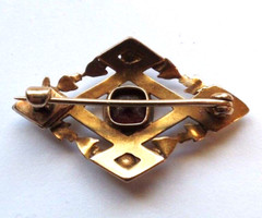 Antique Appraised 1920-30s Natural Seed Pearl Almandine Garnett 14K Gold Brooch