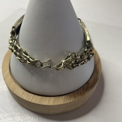 Silver Toned Green Inlay Vintage Bracelet Estate Marble Look Unique Read
