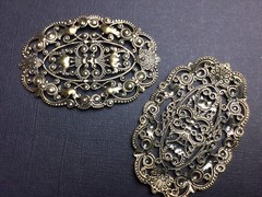 24433 Brass Oxidized Large Victorian Filigree Jewelry Finding