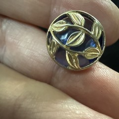 Vintage Retro BLUE & Gold Button Clip on Earrings from Avon Costume Jewelry