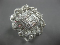 EXTRA LARGE 3.51CT DIAMOND 18KT WHITE GOLD ROUND & BAGUETTE FLOWER INFINITY RING