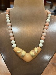 HONG KONG AVON GREEN ORANGE IVORY FAUX PEARL BEAD MCM VINTAGE NECKLACES LOT 5 EU