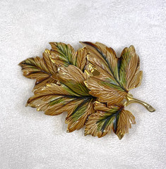 Vintage Signed Weiss Enamel Autumn Leaf Brooch Pin Layered Maple Fall