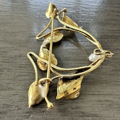 Antique Art Nouveau Seed Pearl Gold Filled Sash Pin Brooch Vine Wreath