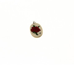 Vintage 1978 Hand‑Painted Rose Charm Pendant – “MJW 78”