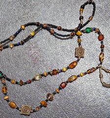 vintage handmade Boho Chic Beaded Necklace with Silver/cooper-Tone Accents