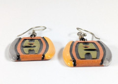 Vintage Painted Southwestern Style Clay Pottery Drop Pierced 2.5″ Earrings