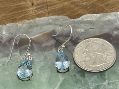 Nice Natural Blue Topaz teardrop Sterling Silver Hook Dangle Earrings–896.24
