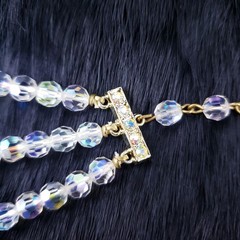 Vintage 1950s 3 Strand Aurora Borealis AB Necklace Choker Alice Caviness
