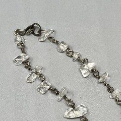Vintage Stone Bracelet Clear Quartz Gemstone Nugget Healing Chakra Dainty 7.25″