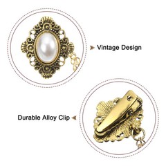 2pcs Sweater Clips Vintage Cardigan Collar Clips with Chain Gold