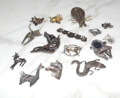 90 g Sterling Silver 925 Vintage Brooches Pins Jewelry Lot of 15 Animals
