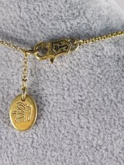 Vintage Juicy Couture Pendant Necklace Gold Tone White Crystal Pave Puffy Heart