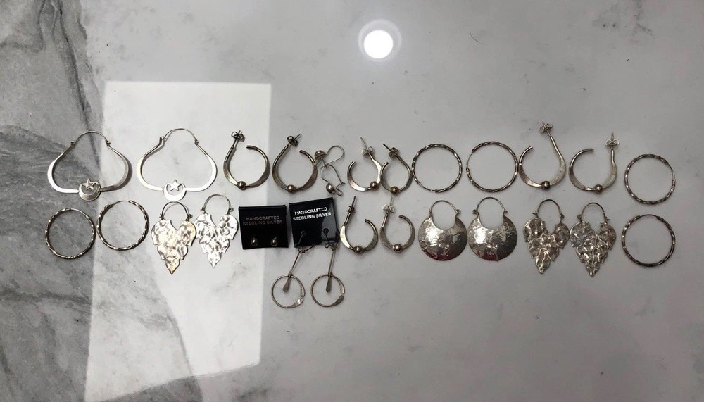 Lot Of 14 Pairs Vintage To Now 925 Sterling Silver Earrings