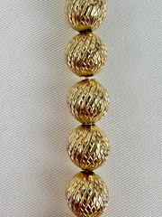 Vintage Crown Trifari Ball Bead Textured Gold Tone Chocker 14.5-16” Necklace
