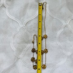 Vintage Gold Tone Flower Link Necklace & Bracelet Set Floral Statement