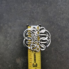 2 Vtg Brooch Victorian Style Gold & Silver Tone Script Scroll Pin Pendant