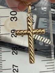 14K Yellow GOLD 2.4g Necklace Double Flat Serpentine Chain 10k Gold Cross 18”