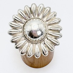 Large Sunflower Sunburst Brooch Mexico 875 Silver Size 2.25″ Diameter