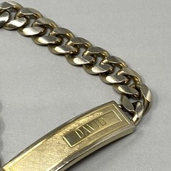 Vintage Speidel Mens ID Bracelet Curb Link Chain Gold Tone DAVID Tone Wear 7.5″
