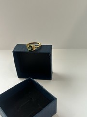 Vintage Green Cubic Zirconia Ring Gold Plated Womens Size 9