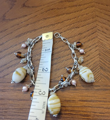 Vtg Estate Bracelet Gemstone Beaded Chain Link Charm Dangle Fashion Jewelry
