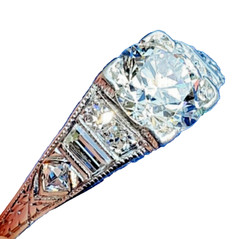 Original EARTH MINED DIAMOND ART Deco Engagement Ring 1 CARAT PLATINUM Solitaire