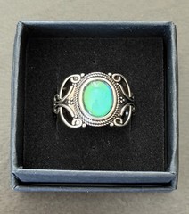 Sterling Silver Vintage Style Filigree Mood Ring + Color Chart & Box Size 9.5