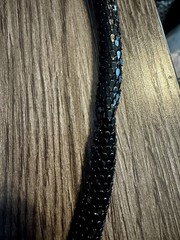 DL Auld Vintage Chainmail Mesh Snake Belt Necklace Black Gold Lariat Choker 42”