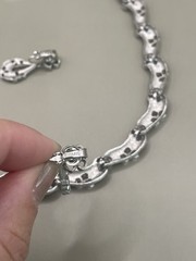 VTG Crown Trifari Silvertone Crystals Floral Necklace/Clip On Earrings Set