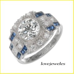 Lab-Created 3.51CT Round Cut Diamond Vintage Art Deco Ring 14K White Gold Over