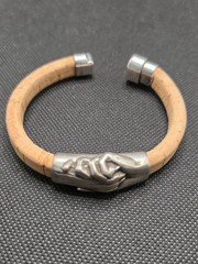 Hand and Paw Project Bracelet Silver Plated Pewter Cork Magnetic Clasp 8″ 2.25″