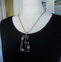 ITALY LARGE STERLING STUDIO MADE CUBIST PENDANT, 3 INCHES