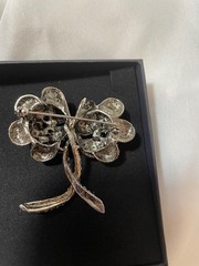 Vtg. Signed Worth & Douglas AB Crystal Floral Brooch. VGUC, approx 2.5 x 2 in