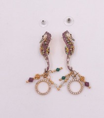 Lunch At The Ritz Seahorse Earrings Dangle Drop Pierced Vintage 90’s Jeweled