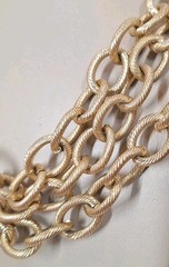 VTG Goldtone Textured Chunky Chain Link Triple-Strand Layered Statement Necklace