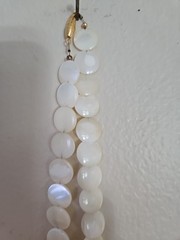 Vintage Mother Of Pearl Round Flat Disc Beaded Necklace 24 inch.