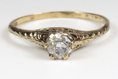 Antique Art Deco Old European Diamond Engagement 18KW Ring Sz 6.75 UK-N EGL USA