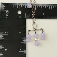 Vintage 925 Sterling Silver Purple AB Crystal Beaded Chandelier Dangle Necklace